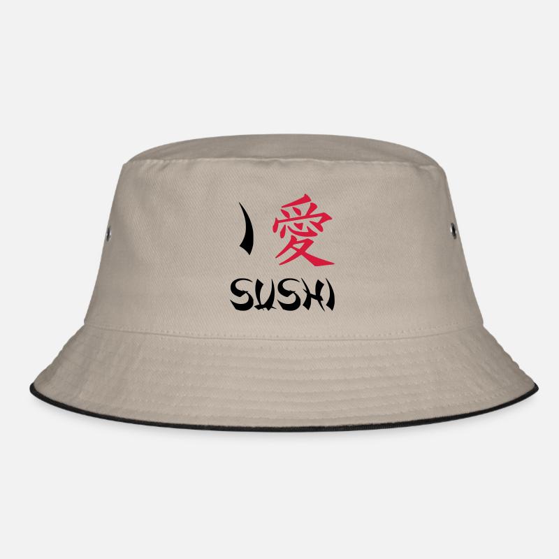 Ich liebe Sushi - Bucket Hat - Khaki/Schwarz