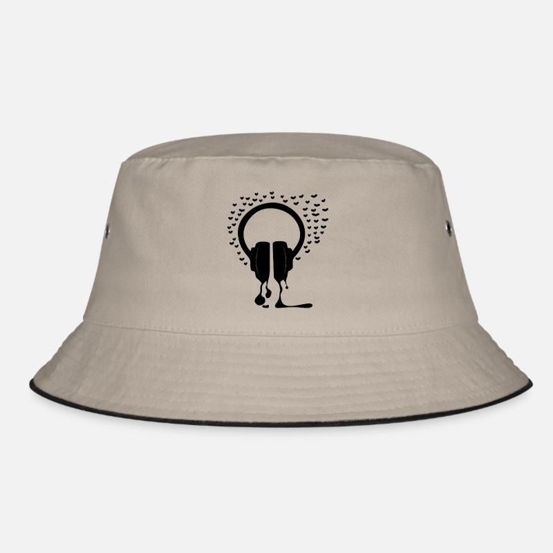 Kopfhörer und Liebe Herzen Geschenk Bucket Hat