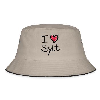 i_love_sylt__f2 - Bucket Hat - Khaki/Schwarz - Vorne