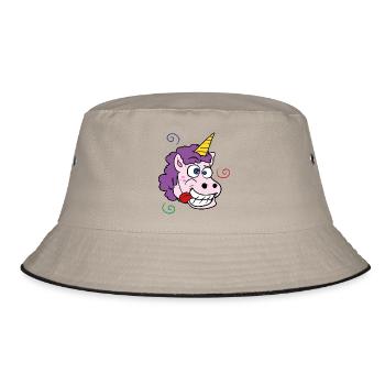 Verrücktes Einhorn - Bucket Hat - Khaki/Schwarz - Vorne