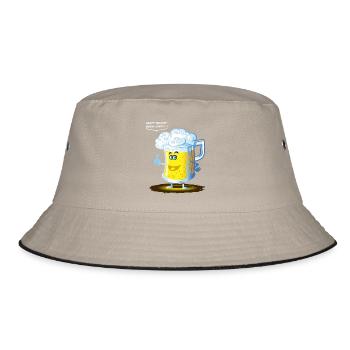 Beer happy toon - Bucket Hat - Khaki/Schwarz - Vorne
