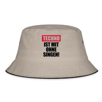 Techno ist mit ohne singen - Bucket Hat - Khaki/Schwarz - Vorne