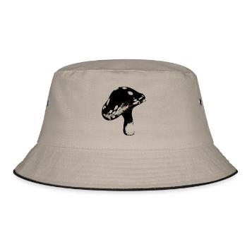 Flying - Mushroom Nature Logo Design - Bucket Hat - khaki/black - Front