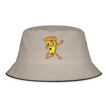 Dabbing Dab Pizza - Bucket Hat - Khaki/Schwarz - Vorne