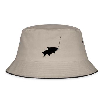 caught fish fishing swim sea koeder fish - Bucket Hat - khaki/black - Front