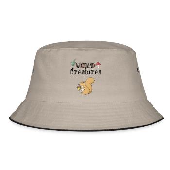 Squirrel forest forest dweller tree hazelnut - Bucket Hat - khaki/black - Front