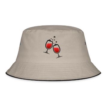 Zwei Weingläser - Bucket Hat - Khaki/Schwarz - Vorne
