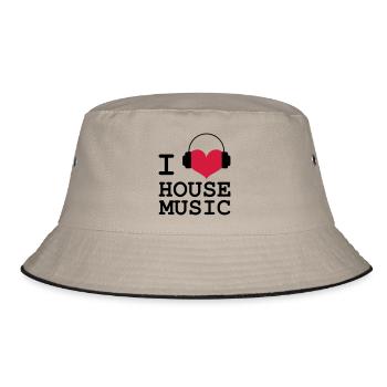I Love House Musik - Bucket Hat - Khaki/Schwarz - Vorne