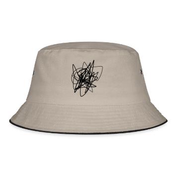 Scribbled chaotic strokes pattern - Bucket Hat - khaki/black - Front