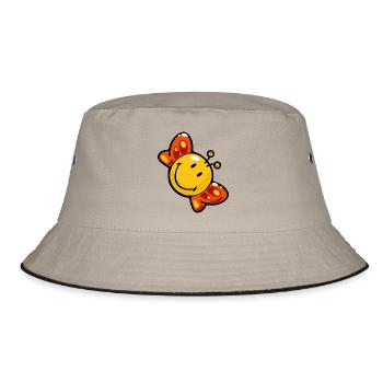 Smiley Butterfly - Bucket Hat - khaki/black - Front