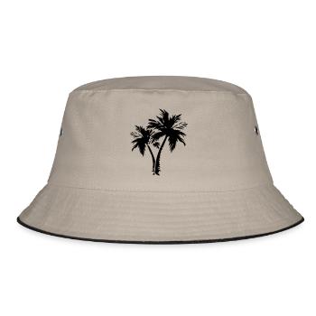 palm trees - Bucket Hat - Khaki/Schwarz - Vorne