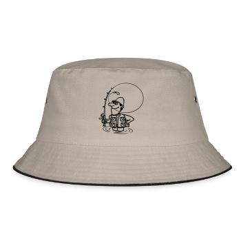 angeln spass - Bucket Hat - Khaki/Schwarz - Vorne