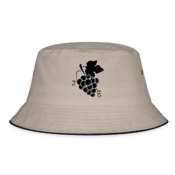 weintrauben design - Bucket Hat - Khaki/Schwarz - Vorne
