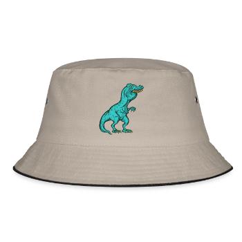 Tyrannosaurus Rex Überbiss Hasenzähne Witzig - Bucket Hat - Khaki/Schwarz - Vorne