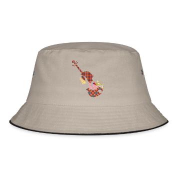 beautiful patchwork violin with treble clef - Bucket Hat - khaki/black - Front
