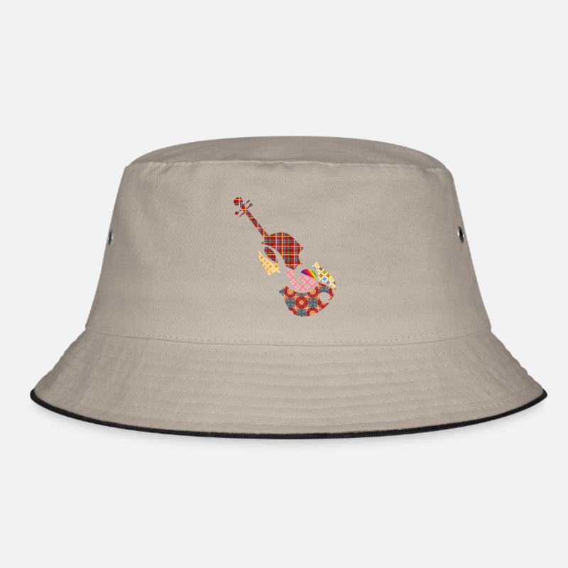 beautiful patchwork violin with treble clef Bucket Hat