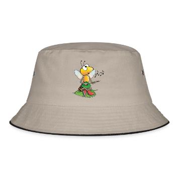 singende Biene - Bucket Hat - Khaki/Schwarz - Vorne