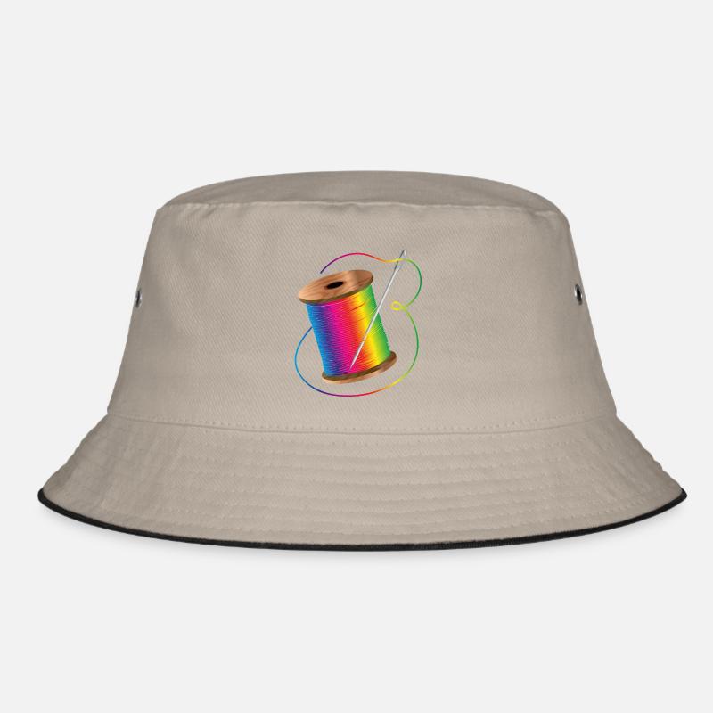 luminous sewing thread in rainbow colors with needle Bucket Hat
