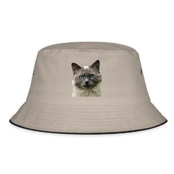 Cat Cats cat Cats Cat Head - Bucket Hat - khaki/black - Front