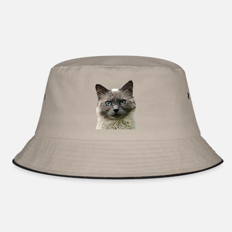 Cat Cats cat Cats Cat Head - Bucket Hat - khaki/black
