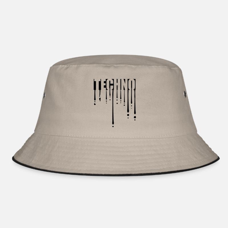 Tropfen Logo Techno - Bucket Hat - Khaki/Schwarz