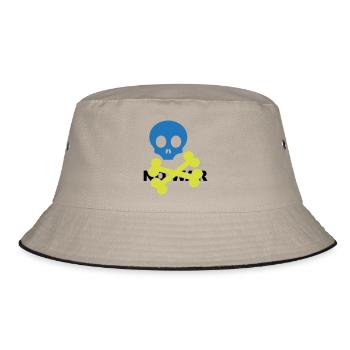 Neon Blue Skull and Crossbones - Bucket Hat - khaki/black - Front