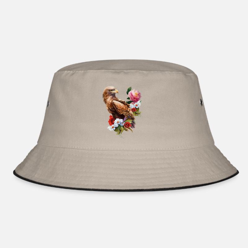 Merveilleux aigle avec des fleurs. - Bob - kaki/noir