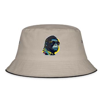 Gorilla mit Sonnebrille - Bucket Hat - Khaki/Schwarz - Vorne