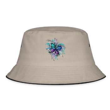 Butterfly Symbol Illustration Blast Colors - Bucket Hat - khaki/black - Front