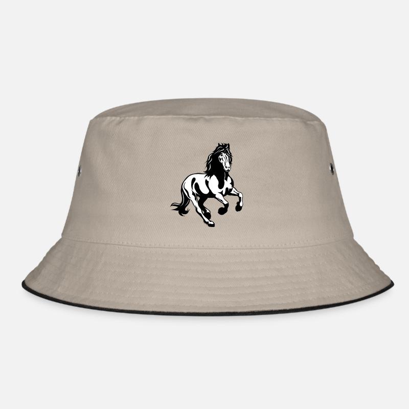Friesian stallion galloping Bucket Hat