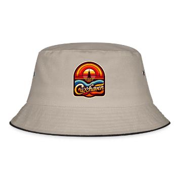 Unser Cuxhaven - Kugelbake - 70s Edition - Bucket Hat - Khaki/Schwarz - Vorne