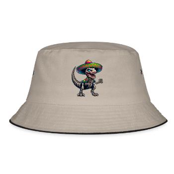 Cinco de Mayo T-Rex vs Zombies - Bucket Hat - khaki/black - Front