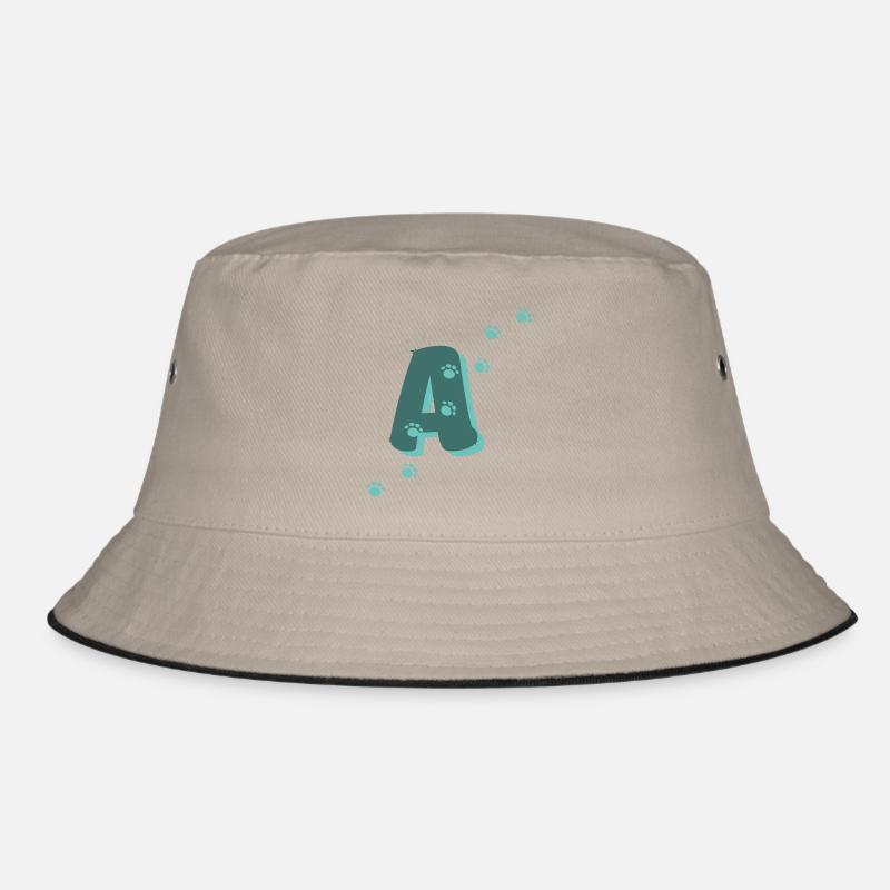 Pfoten Buchstabe A - Bucket Hat - Khaki/Schwarz