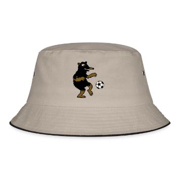 Bär Fussball - Bucket Hat - Khaki/Schwarz - Vorne