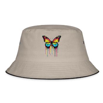 Schmetterling - Bucket Hat - Khaki/Schwarz - Vorne