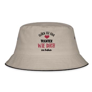 Glück Ist Eine Tochter Wie Dich Zu Haben Kind - Bucket Hat - Khaki/Schwarz - Vorne