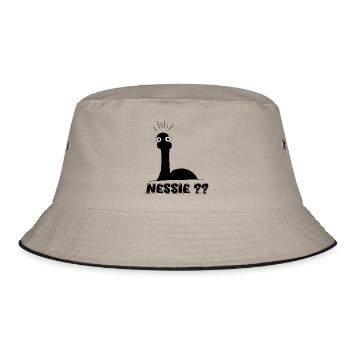 Nessie?? Minimal Loch Ness Illustration - Bucket Hat - khaki/black - Front