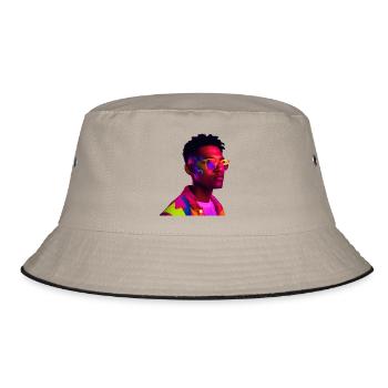 coller mann - Bucket Hat - Khaki/Schwarz - Vorne