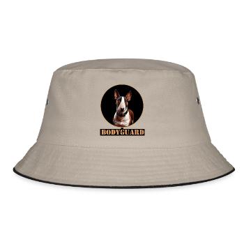 Bull Terrier Dog Portrait Circle - Bucket Hat - khaki/black - Front