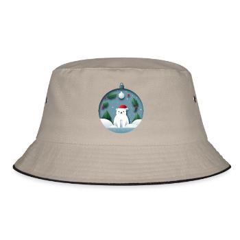 Eisbär in Weihnachtskugel - Bucket Hat - Khaki/Schwarz - Vorne