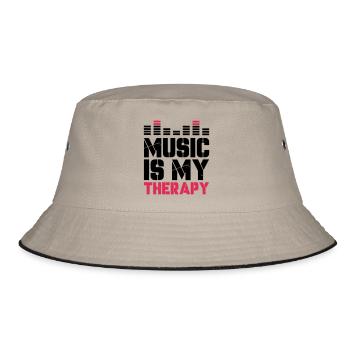 music is my therapy - Bucket Hat - Khaki/Schwarz - Vorne