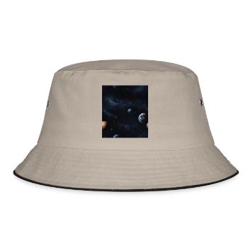 Planeten im All - Bucket Hat - Khaki/Schwarz - Vorne