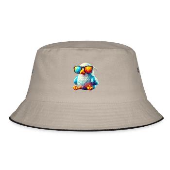 Coole Seagull Sonnenbrille - Bucket Hat - Khaki/Schwarz - Vorne