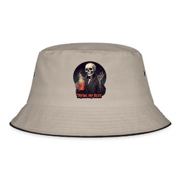 Ich versuche meinen besten Sarkasmus - Bucket Hat - Khaki/Schwarz - Vorne