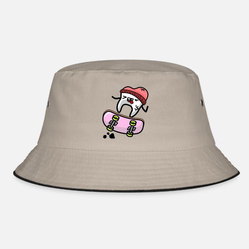 kawaii tooth on skateboard Bucket Hat