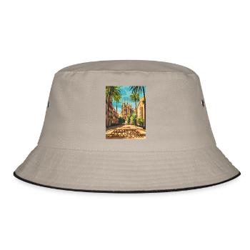 Barcelona Street to Sagrada Família - Bucket Hat - khaki/black - Front