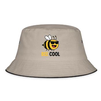 Bee Cool – Lustige Sonnenbrillenbiene - Bucket Hat - Khaki/Schwarz - Vorne