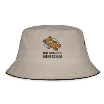 Teddy braucht mehr Schlaf - Bucket Hat - Khaki/Schwarz - Vorne