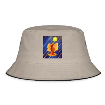 Kosmisch leuchtender Feuervogel: Cyber-Semurg - Bucket Hat - Khaki/Schwarz - Vorne