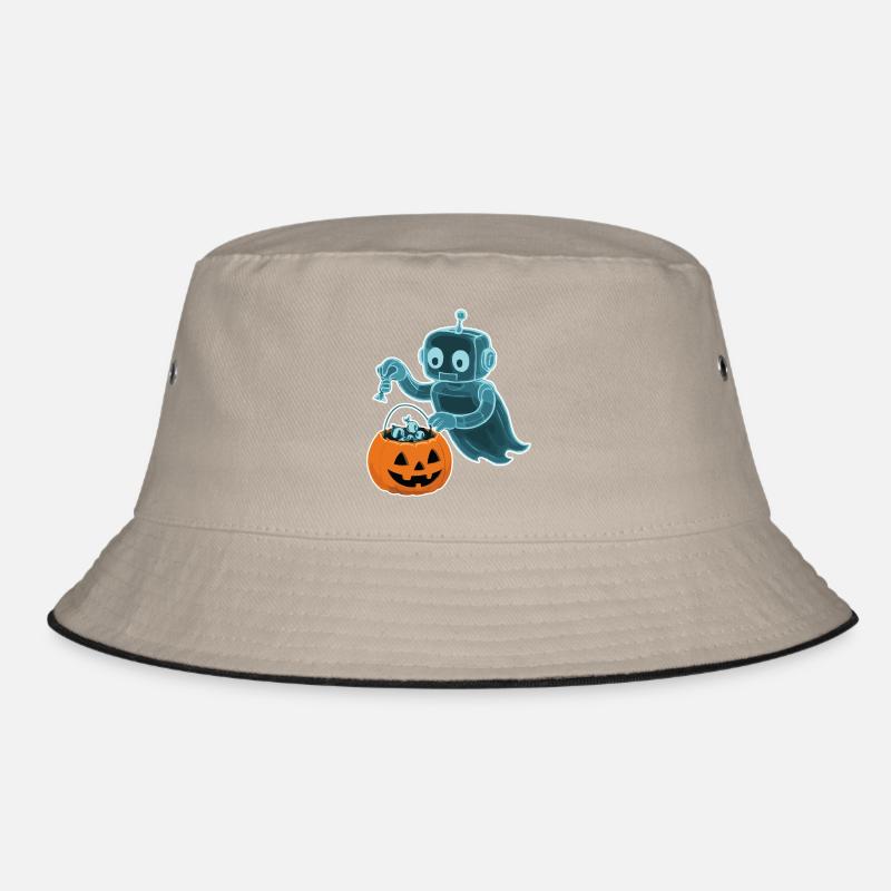 Gespenstischer Minibot mit Kürbiskorb Bucket Hat